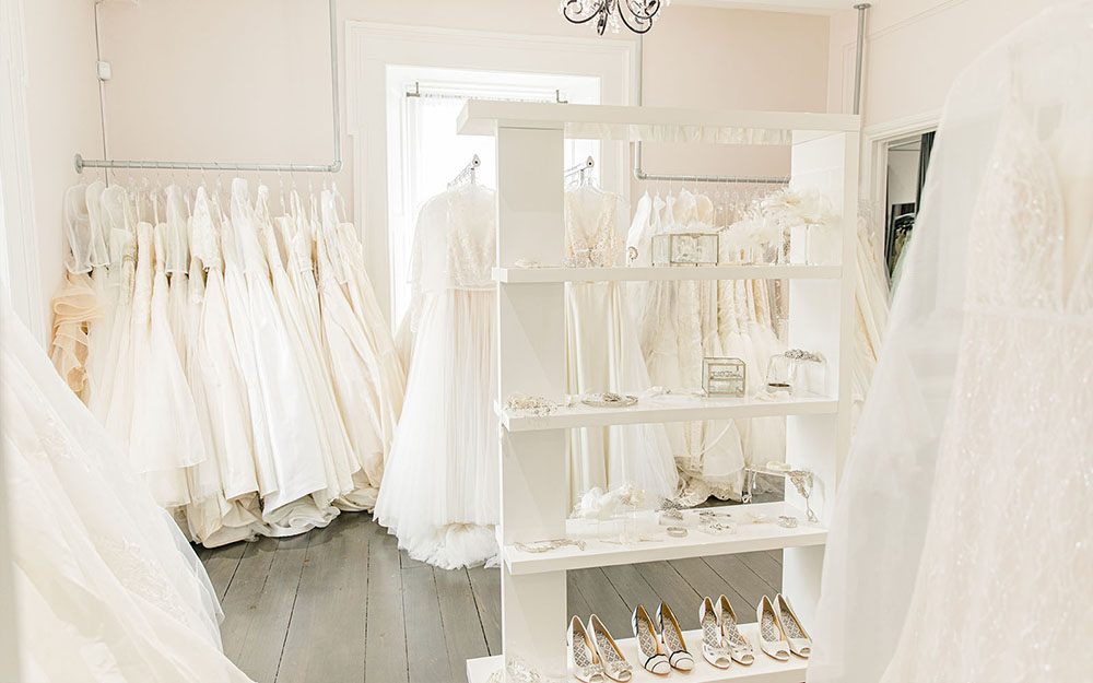 Sea and Silk Bridal Shop Showcase White Satin
