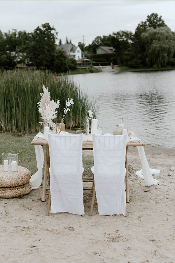 Sea and Silk Events - Wedding Decor Rentals Ottawa - Boho Minimailst Eco-concisous Bride - Breezy Chair Covers